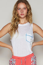 POL Floral Detail Pocket Patch Tank Top - Ladyez