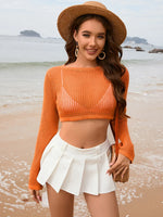 Openwork Long Sleeve Cover-Up - Ladyez