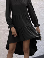 High-Low Flounce Sleeve Dress