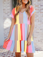 Color Block V-Neck Dress