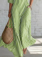 Full Size Striped One-Shoulder Casual Maxi Dress Plus Size