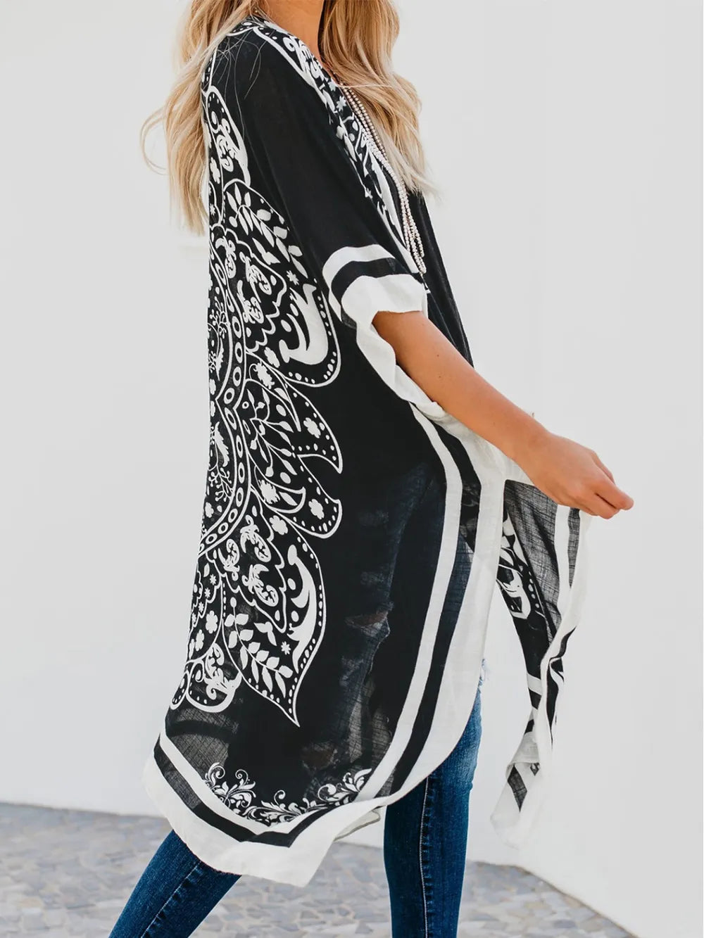 Printed Open Front Cover-Up - Ladyez