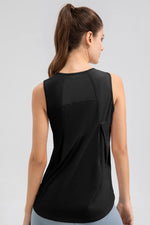 Round Neck Wide strap Active Tank - Ladyez