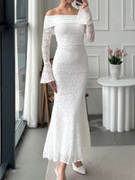 Off-Shoulder Lace Bodycon Maxi Dress