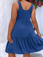 Plus Size Tiered Scoop Neck Tank Dress - Ladyez