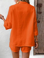 Button Detail Top and Shorts Set