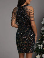 Full Size Sequin Embellished Bodycon Mini Dress Plus Size