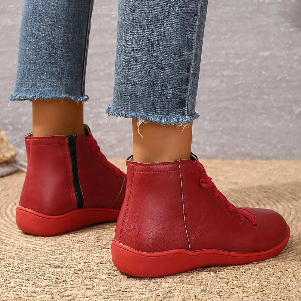 Round Toe Platform Boots - Ladyez