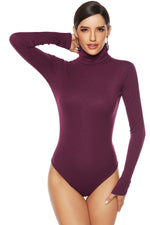 Ribbed Turtleneck Long Sleeve Bodysuit - Ladyez