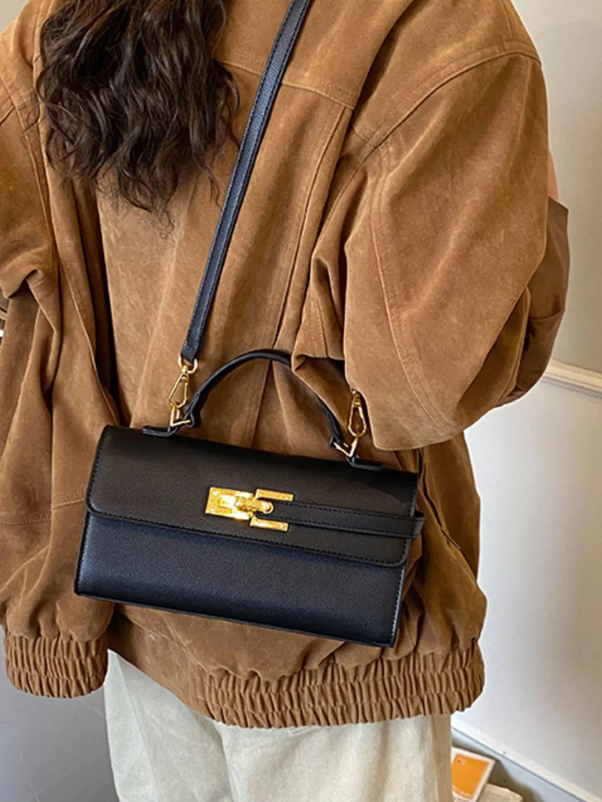 Golden Clasp Crossbody Bag