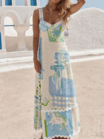 Tied Back Printed Maxi Dress - Ladyez