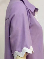 Contrast Trim Collared Neck Top and Shorts Set