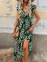Ruffled Cap Sleeve Midi Dress