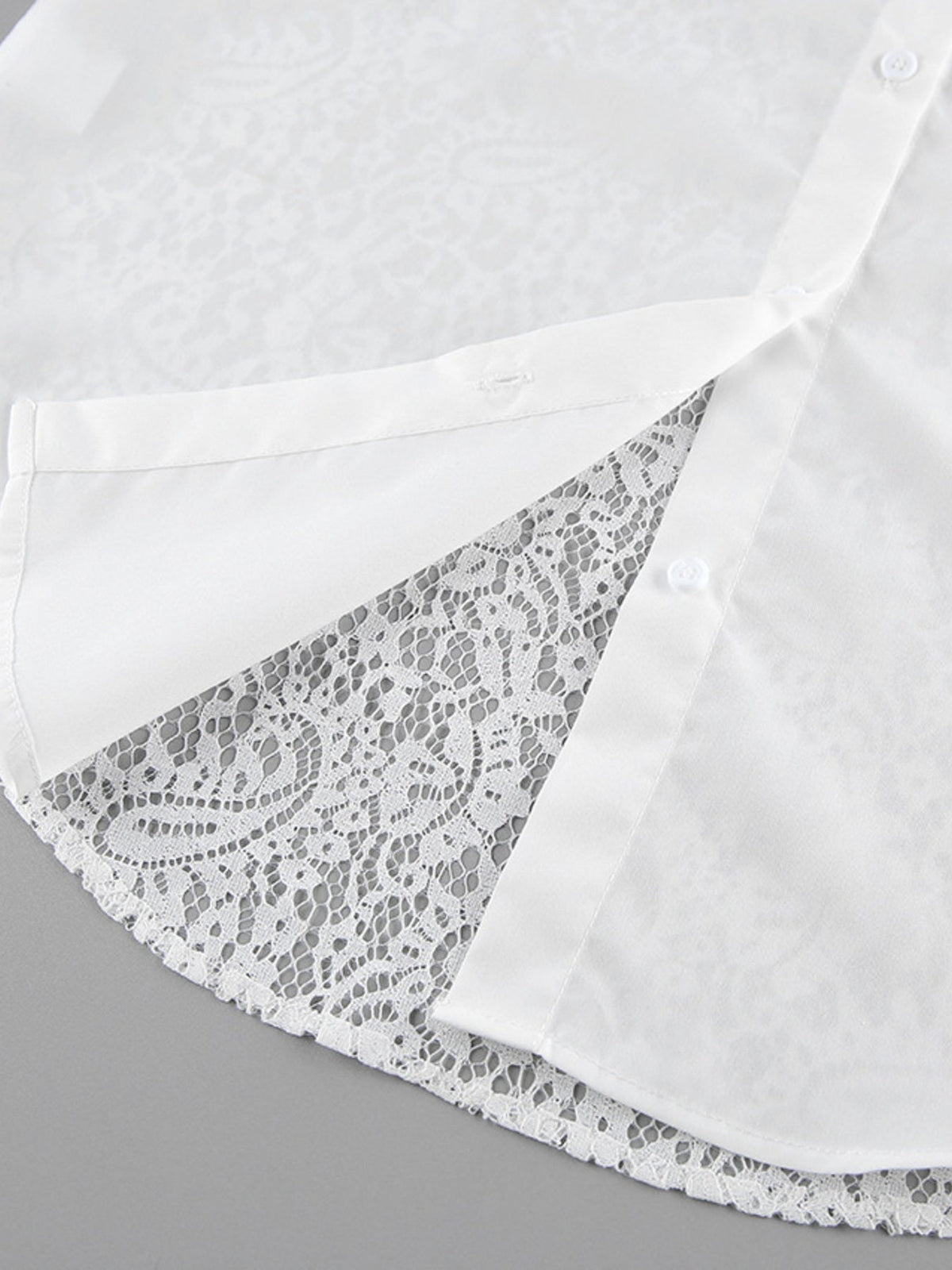 Lace Sleeve Button-Down Shirt