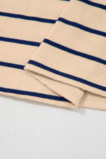 Stripe Mock Neck Short Sleeve Loose Top