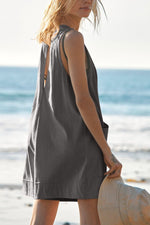 Lovelet Round Neck Sleeveless Romper with Pockets - Ladyez