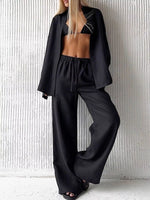 Relaxed Fit Button Up Shirt and Pants Two-Piece Set