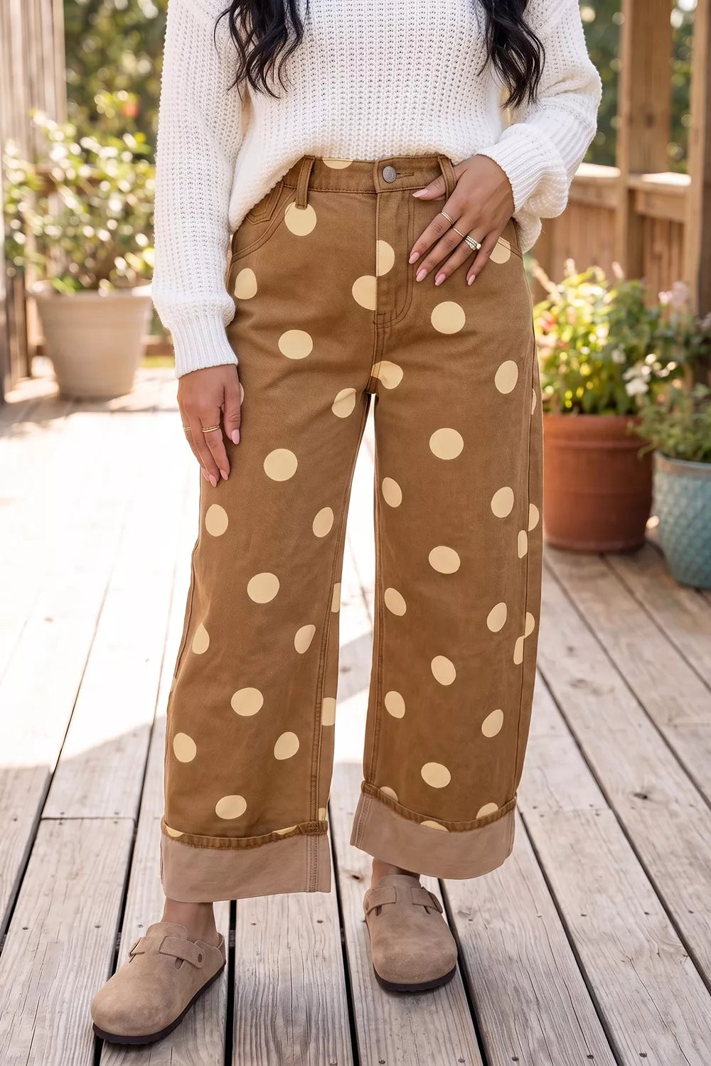 Polka Dot Wide Leg Jeans