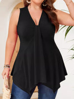 Plus Size V-Neck Ruched Flowy Tank