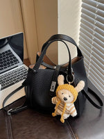Bucket Crossbody Bag with Bear Charm