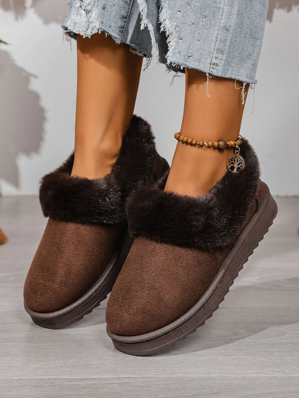 Cozy Winter Fur-Lined Ankle Boots - Ladyez
