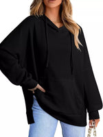 Oversized Drawstring Side Slit Hoodie
