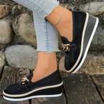 Chain Decor Wedge Loafers