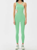 Cutout Asymmetrical Neck Active Jumpsuit - Ladyez