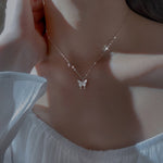 925 Sterling Silver Zircon Butterfly Necklace