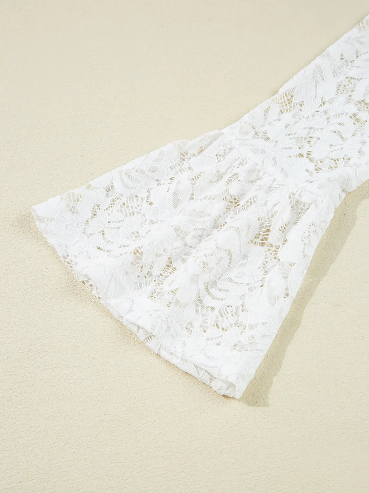 Lace Crochet Bell Sleeve Mock Neck Blouse
