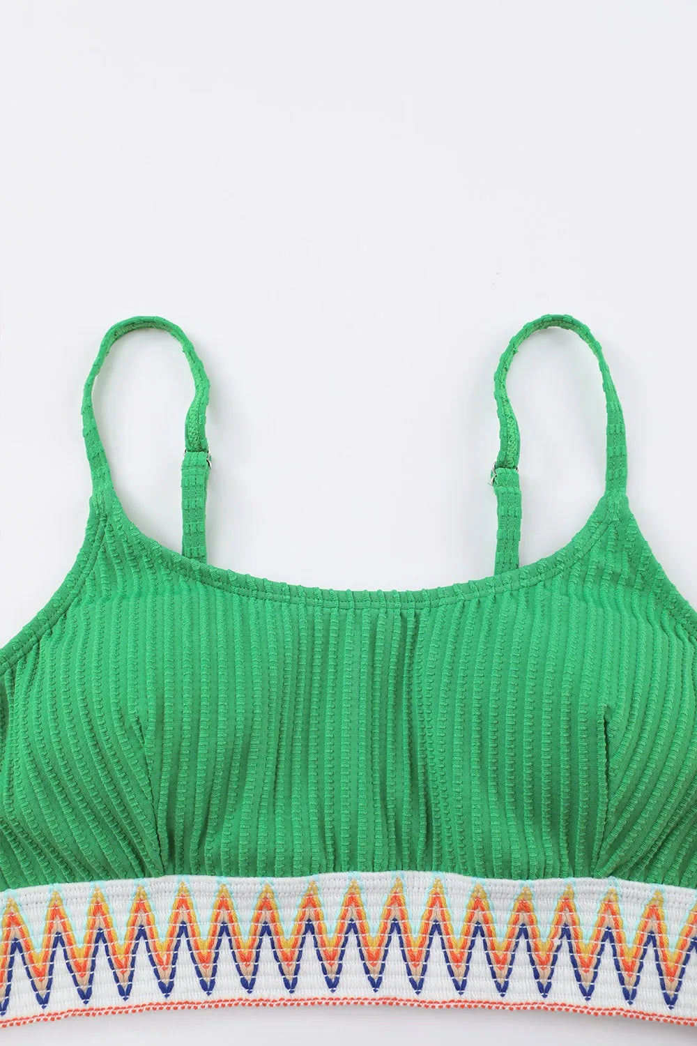 Textured Contrast Banding Bikini High Waist 2pcs Swimsuit - Ladyez