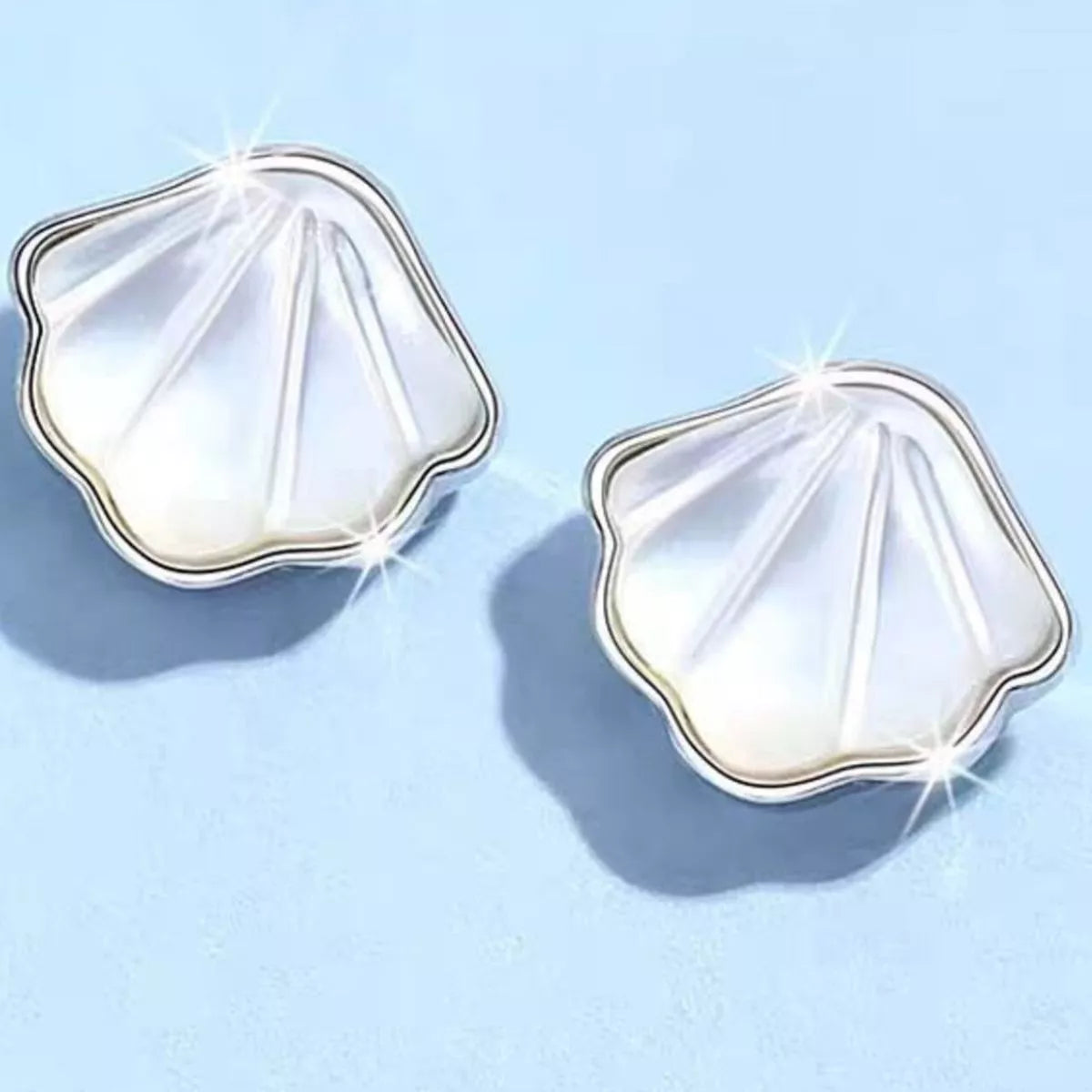 925 Sterling Silver Shell Stud Earrings
