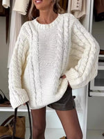 Cable Knit Round Neck Oversized Sweater