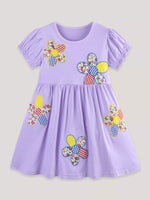 Children's Floral Puff Sleeve Casual Dress