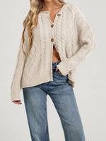 Cable-Knit Button-Down Cardigan