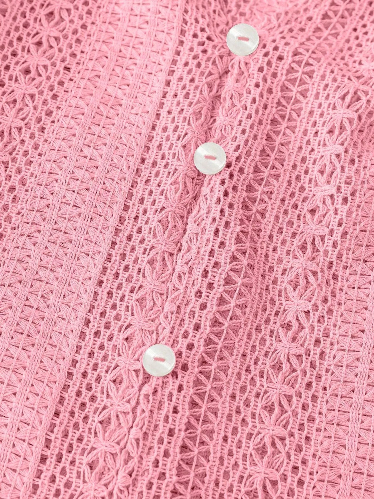 Lace Notched Long Sleeve Shirt