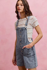 SO ME Denim Washed On Front With Adjustable Strap Romper