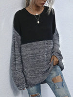 Color Block Long Sleeve Oversized Sweater