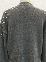 Pearl-Embellished Mock Neck Sweater
