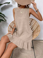 Ruffled Hem Round Neck Sleeveless Dress - Ladyez