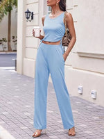 Round Neck Tank & Cardigan & Pants Set