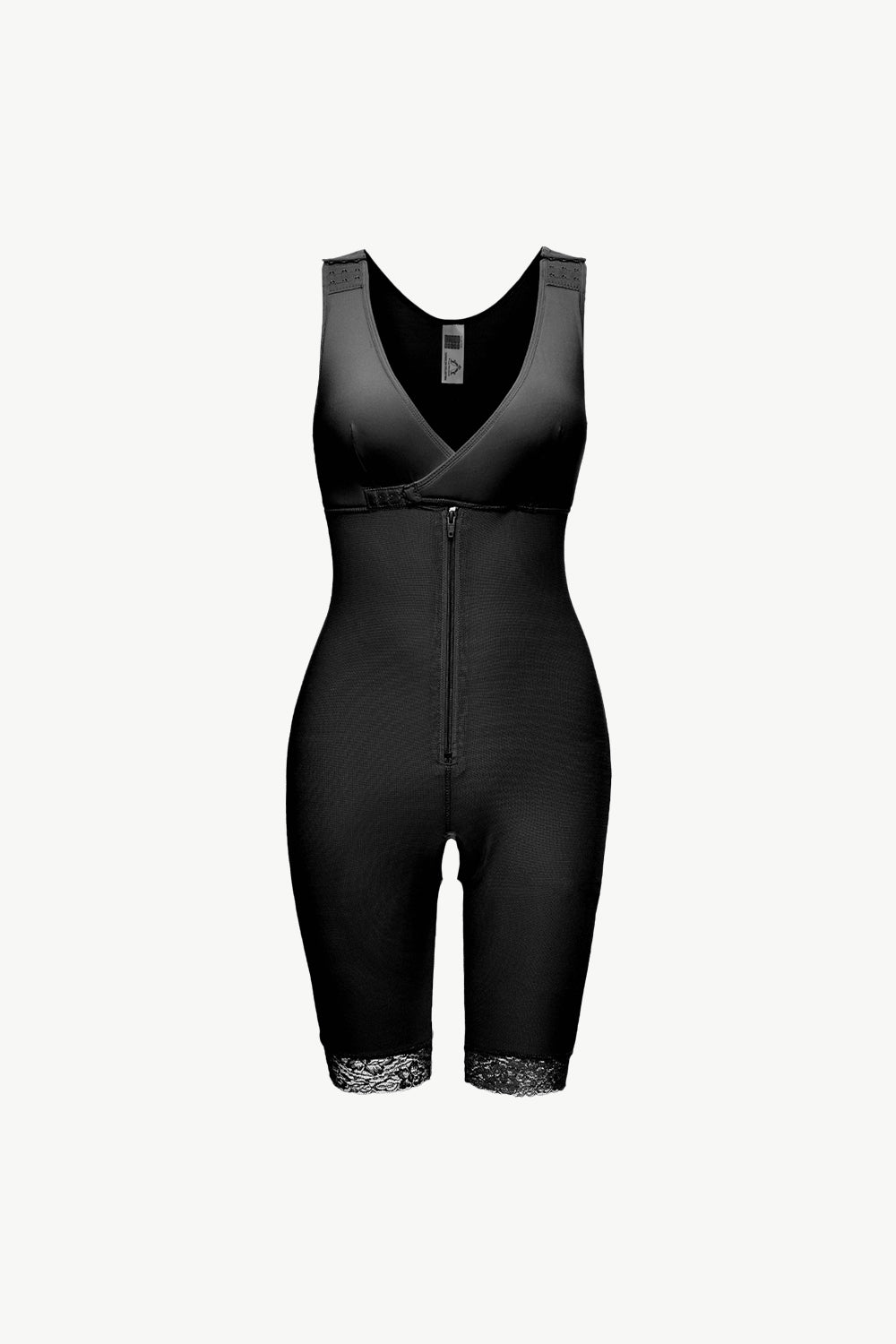 Full Size Lace Trim Shapewear with Zipper - Ladyez
