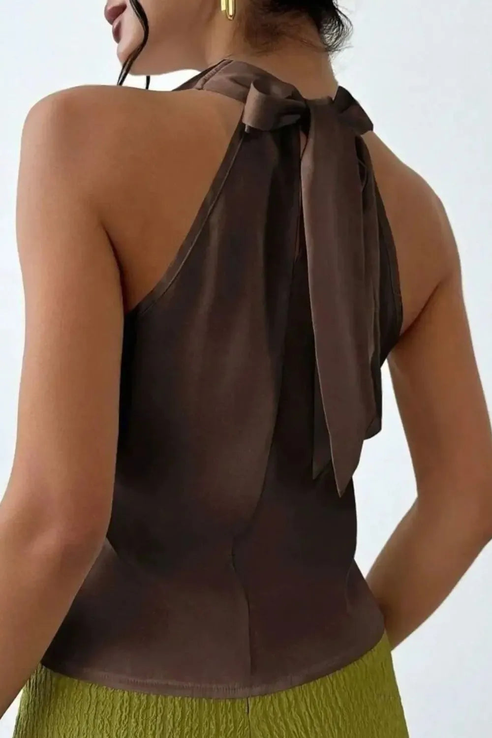 Satin Cowl Neck Sleeveless Blouse - Ladyez