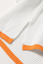 Contrast Half Zip Drop Shoulder Sweater