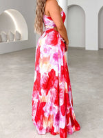 Printed One Shoulder Asymmetrical Maxi Dress - Ladyez