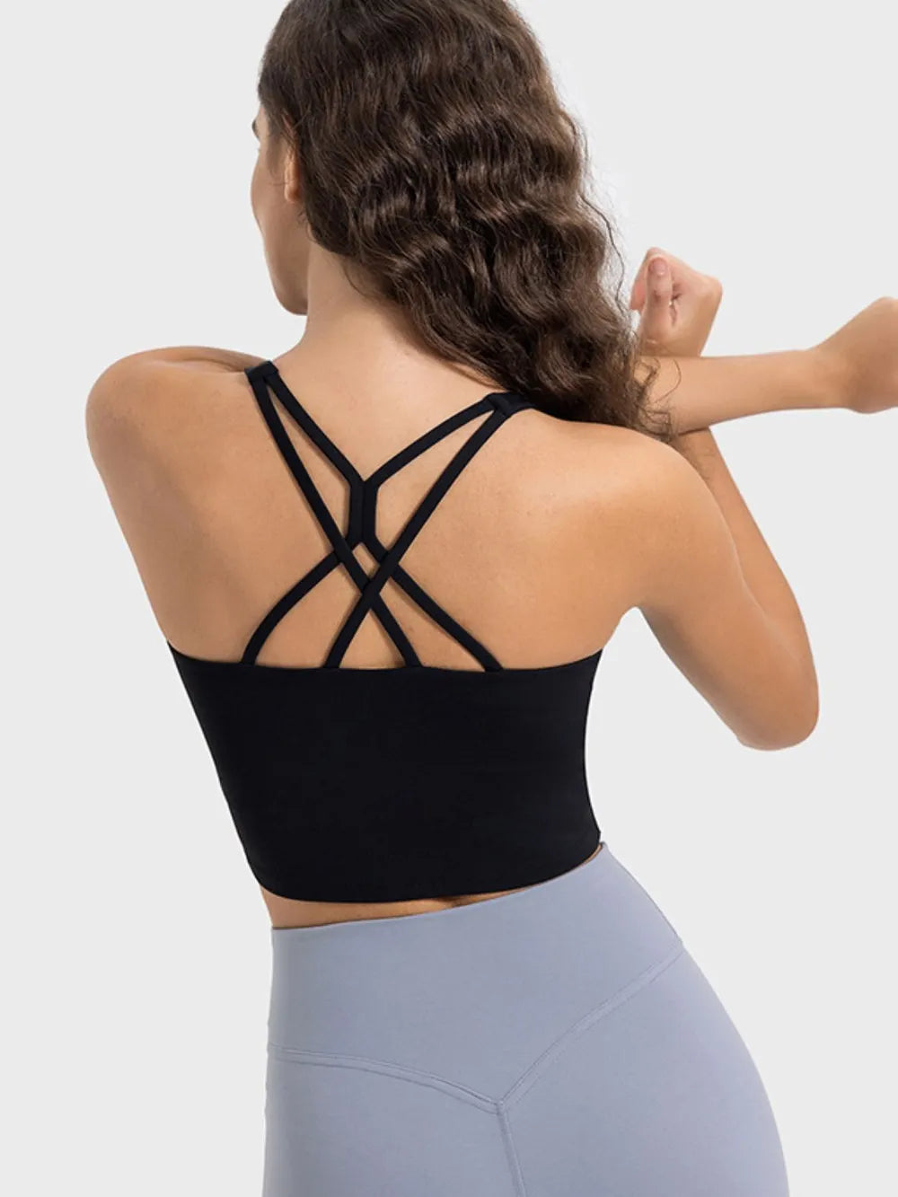 Millennia Crisscross Round Neck Active Tank - Ladyez