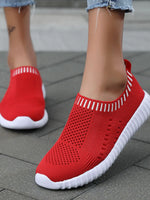 Breathable Mesh Round Toe Slip-Ons - Ladyez