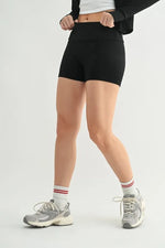 MONO B Ribbed Foldover Waist Shorts - Ladyez