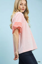Umgee Striped Mixed Puff Sleeve Blouse