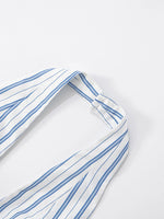 Striped Halter Neck Midi Dress with Tie Front Detail - Ladyez